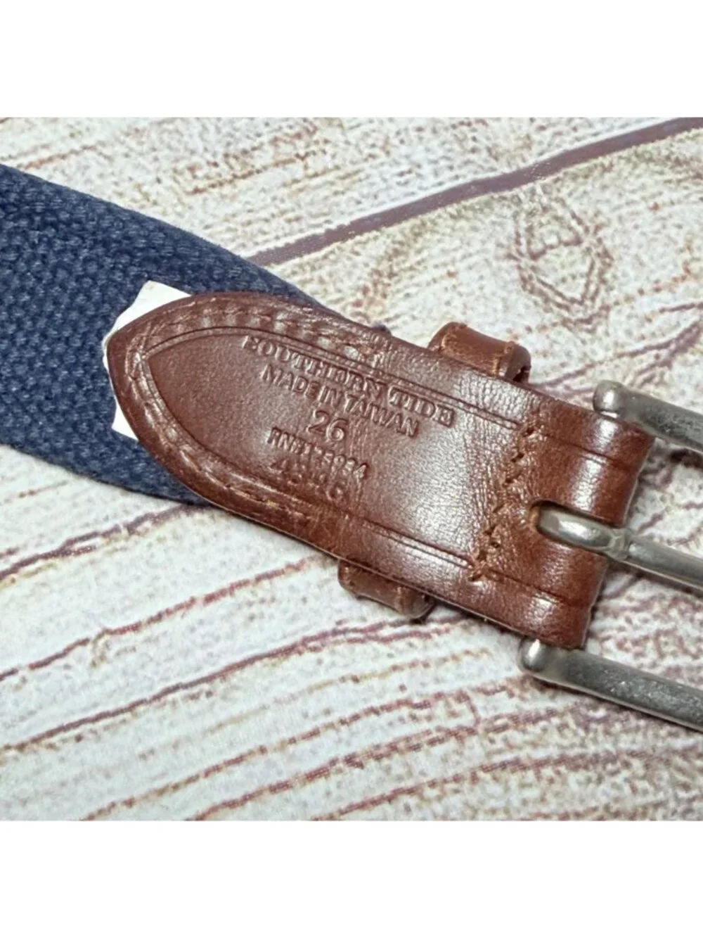 Southern Tide The Skipjack Leather Canvas Fish Logo Belt Boys Kids Size 26 Blue